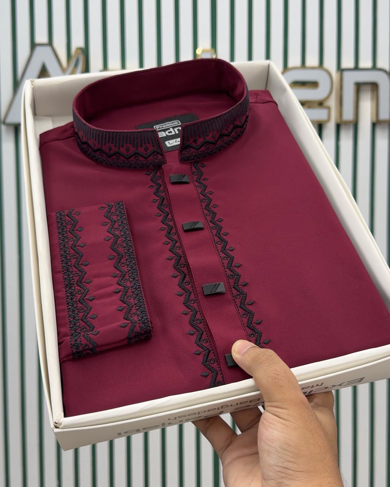 China Spandex Meroon Panjabi